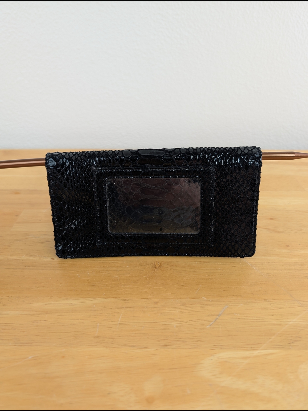 Michael Kors Shimmery Black Snakeskin Embossed Leather Cash ID Window Wallet